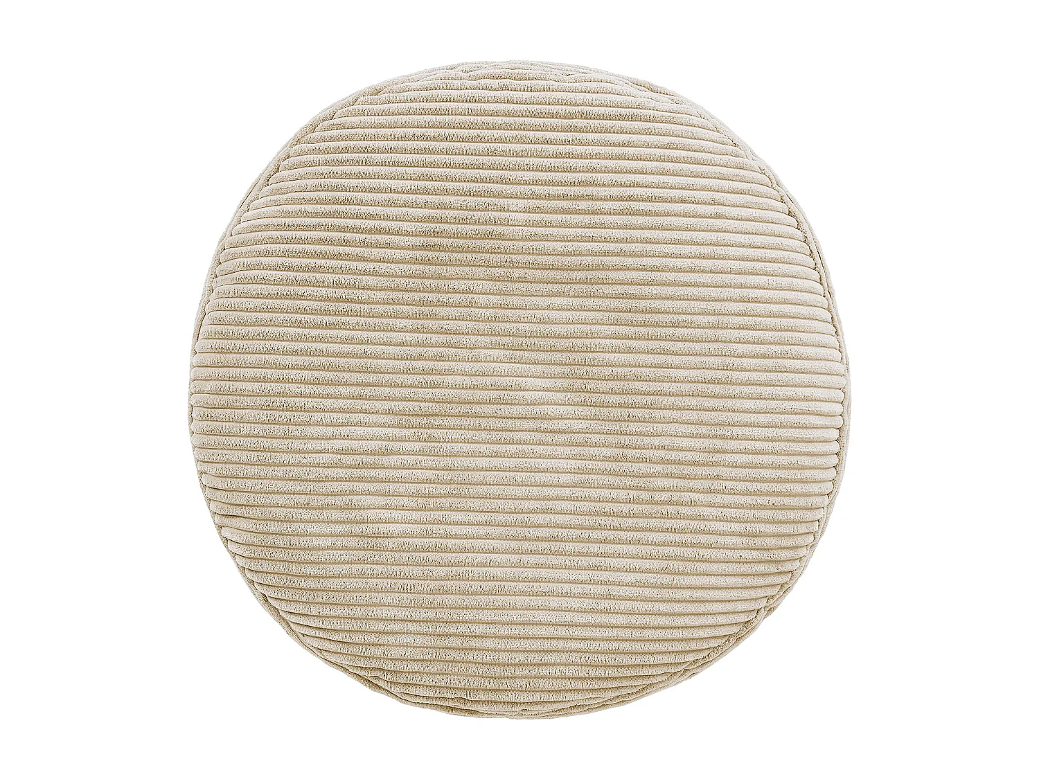 Pouf rond velours côtelé beige - FRANKIE