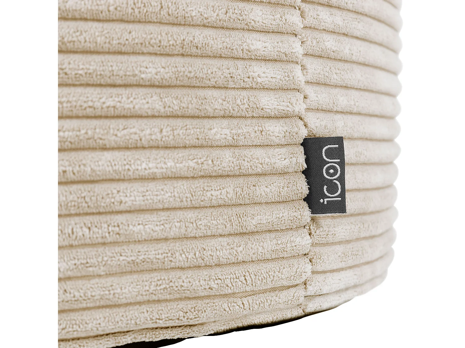 Pouf rond velours côtelé beige - FRANKIE