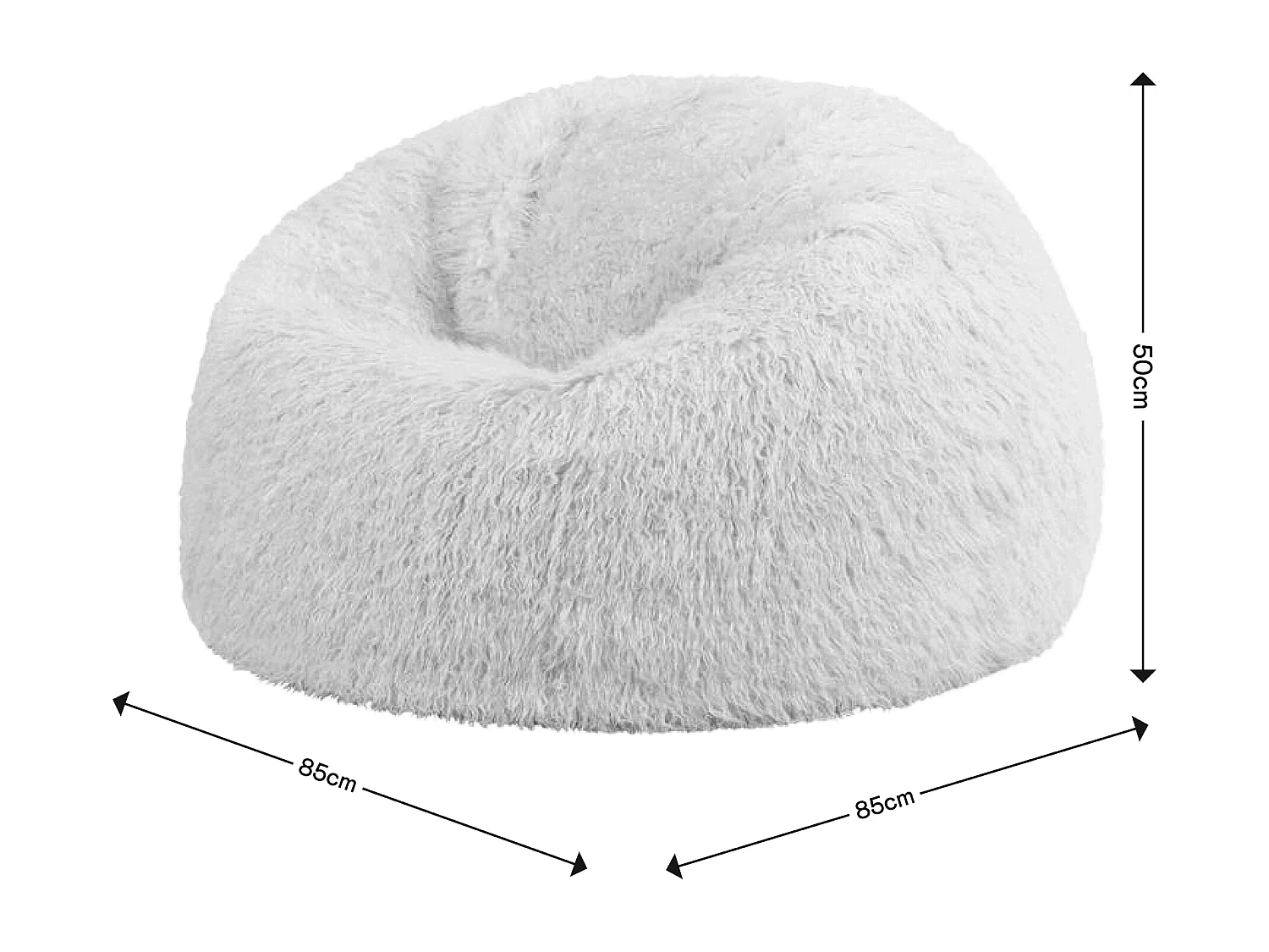 Pouf classique imitation fourrure mongole gris anthracite