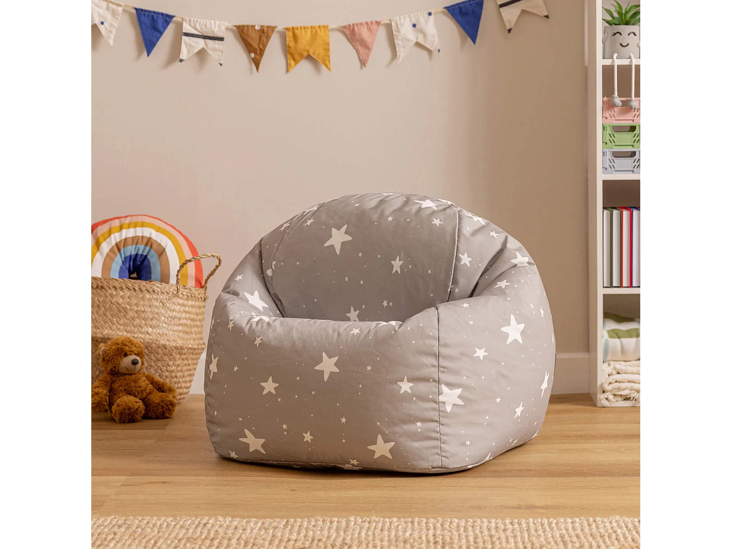 Pouf fauteuil pour enfants gris