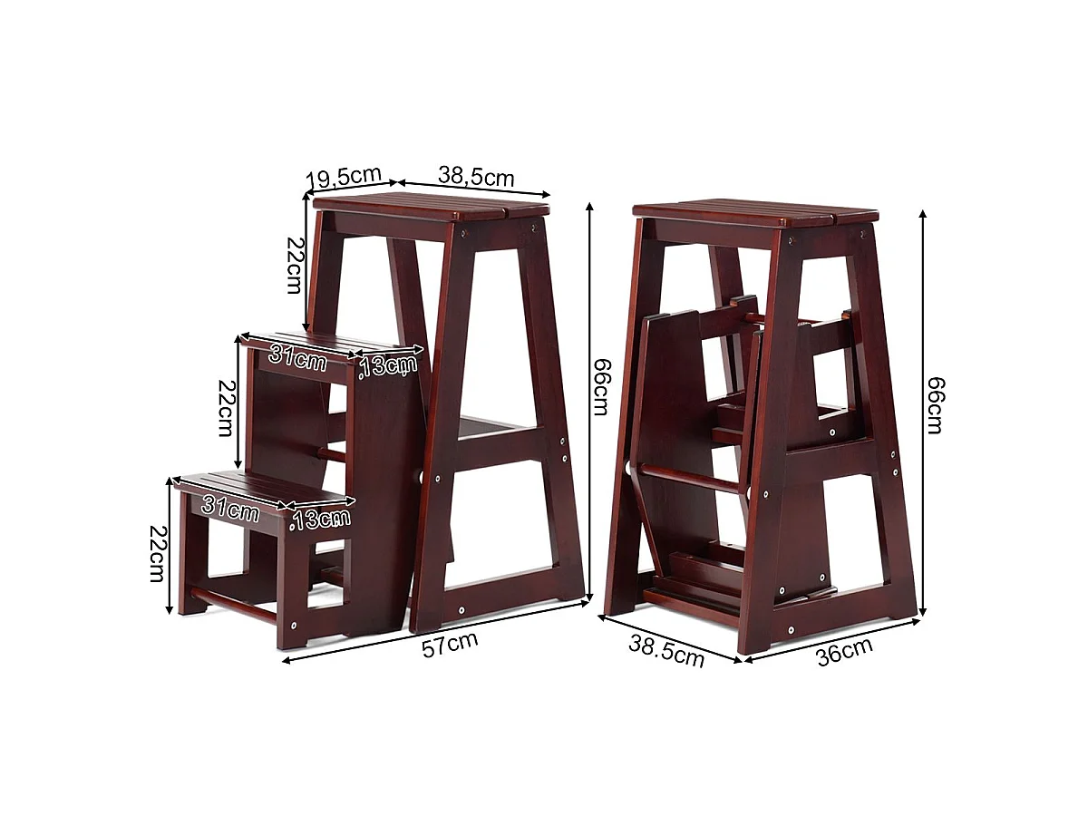 HOLZKLAPPLEITER, TISCH, PODEST, HOCKER