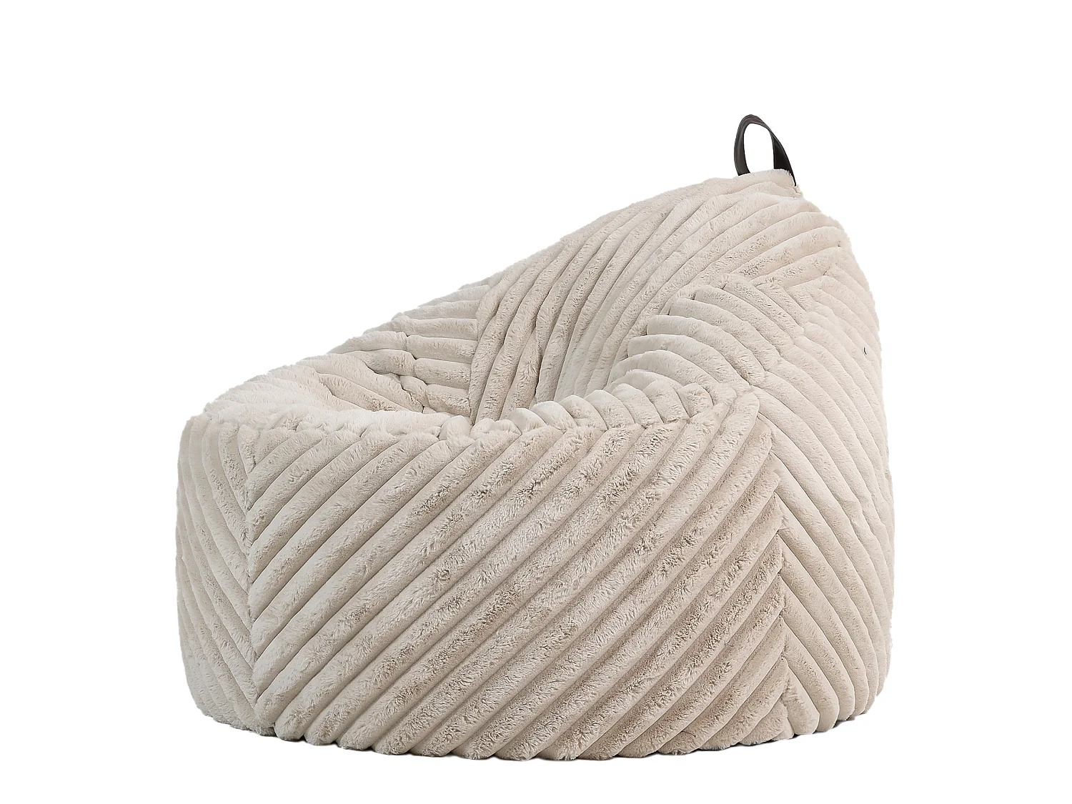 Pouf imitation fourrure côtelée beige/naturel - COCOON