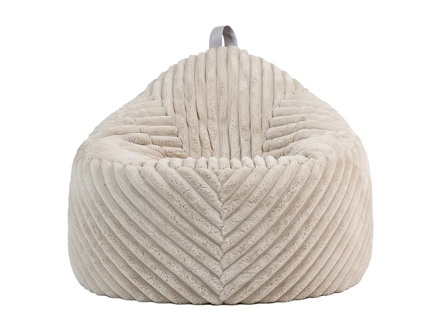 Pouf imitation fourrure côtelée beige/naturel - COCOON