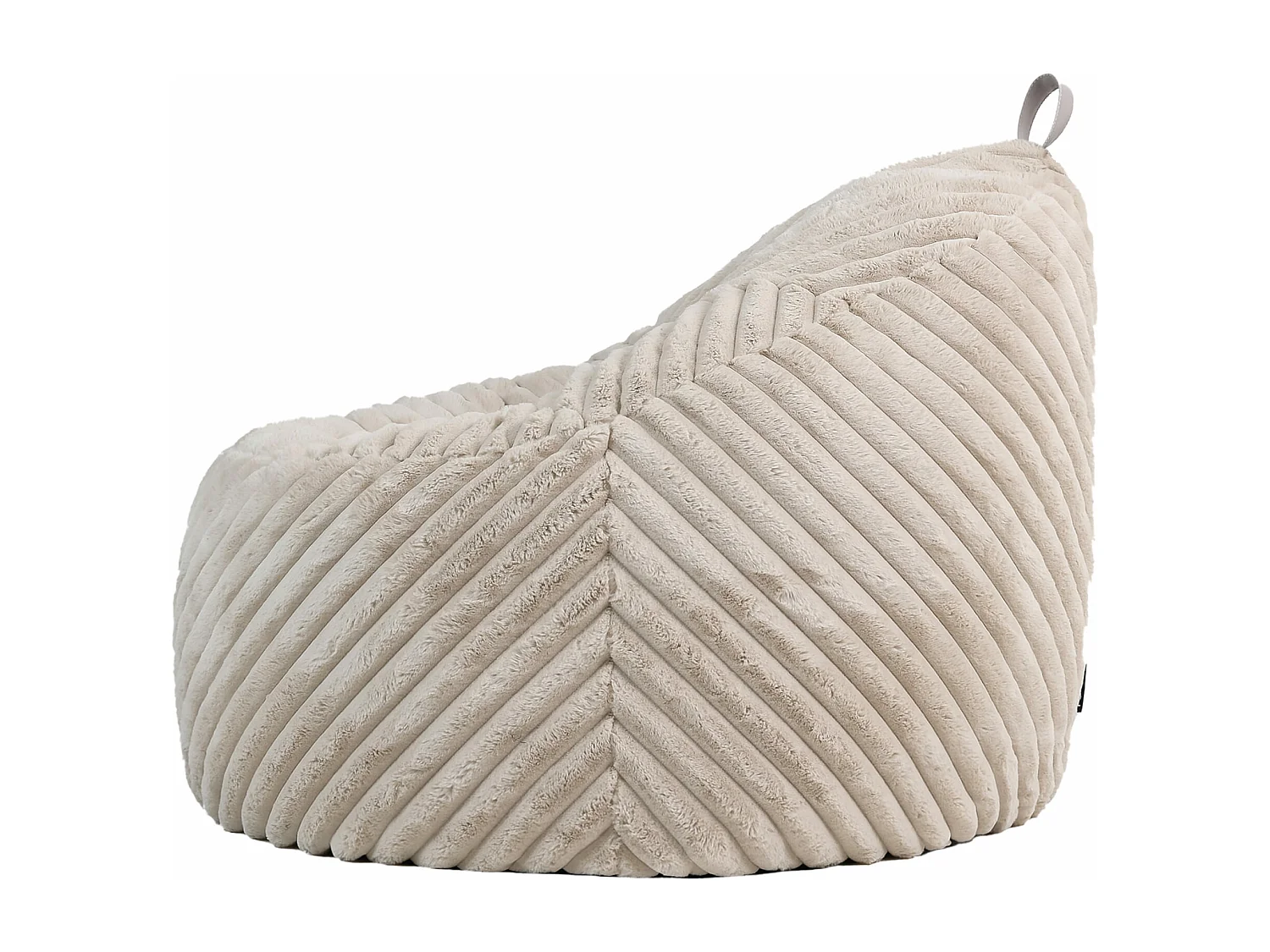 Pouf imitation fourrure côtelée beige/naturel - COCOON