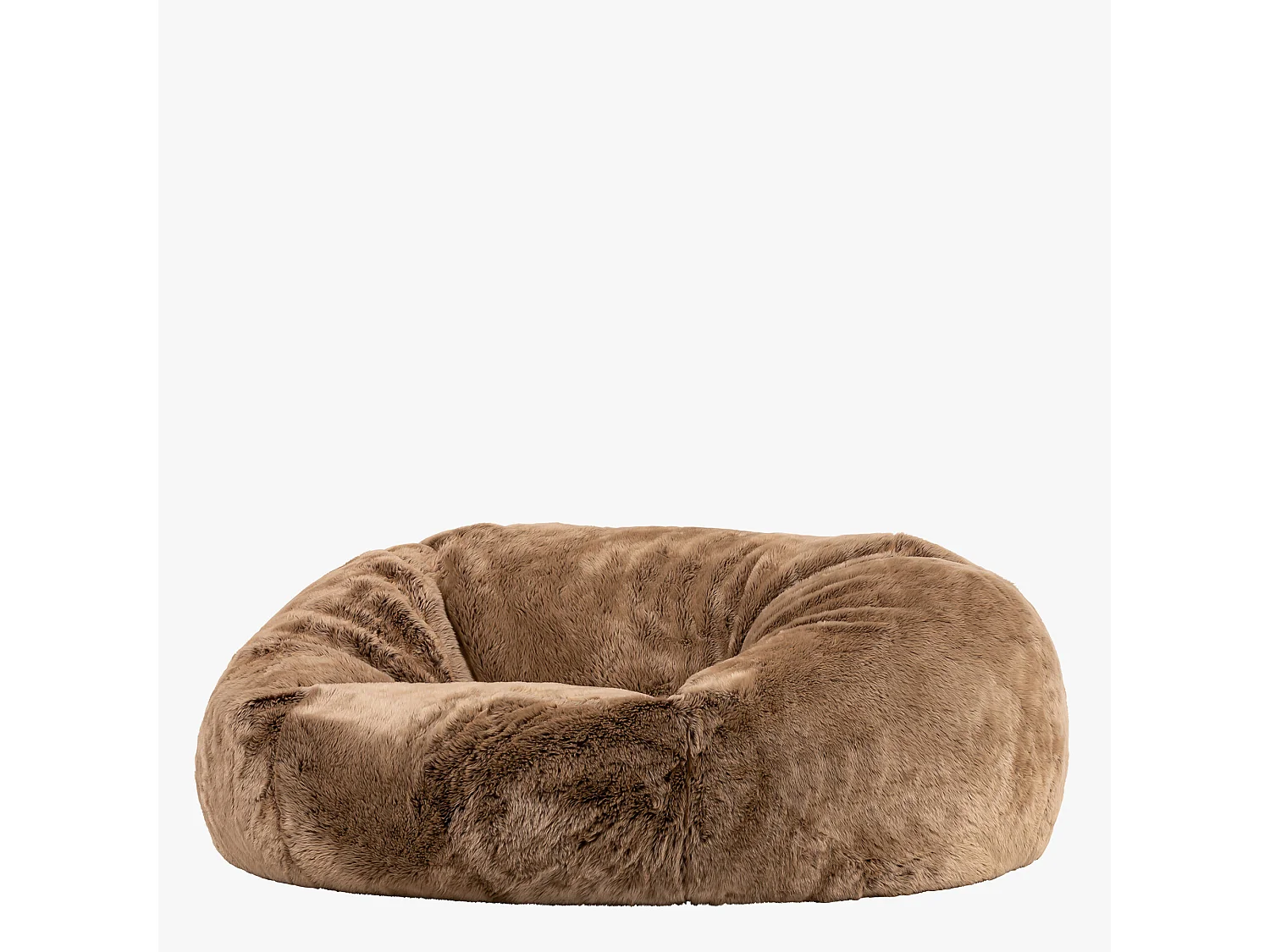Canapé pouf deux places imitation fourrure beige vison - CLOUD