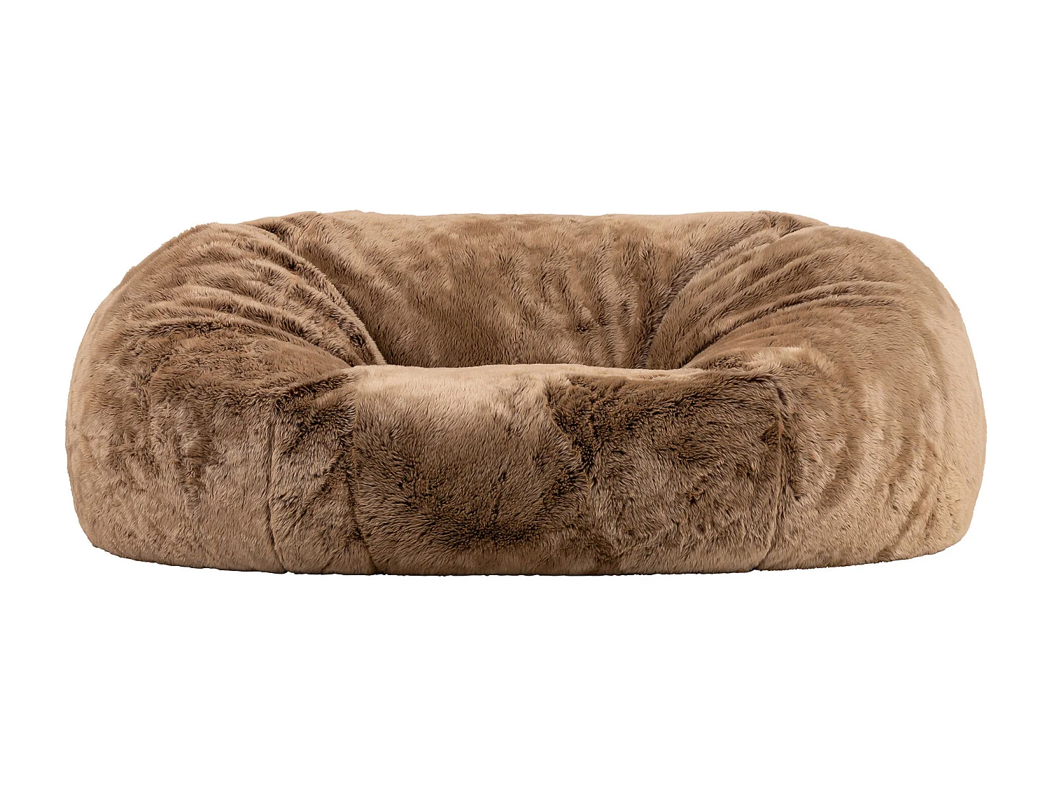 Canapé pouf deux places imitation fourrure beige vison - CLOUD