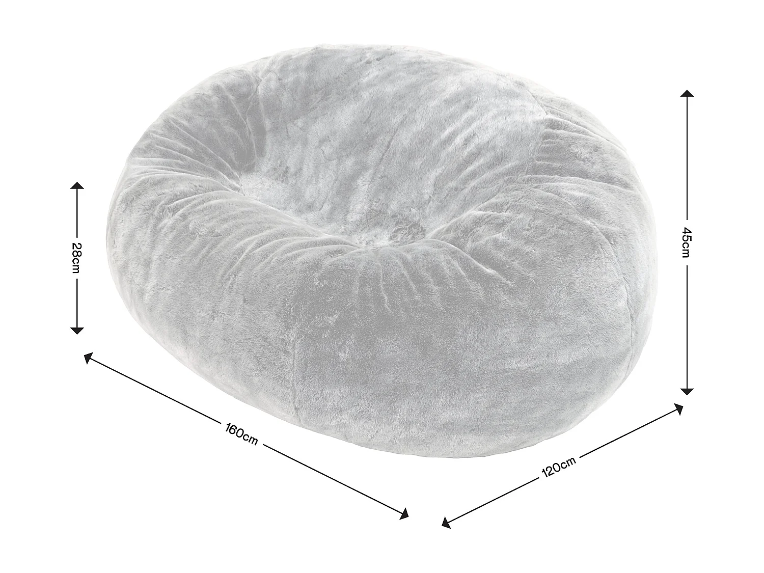 Canapé pouf deux places imitation fourrure beige vison - CLOUD
