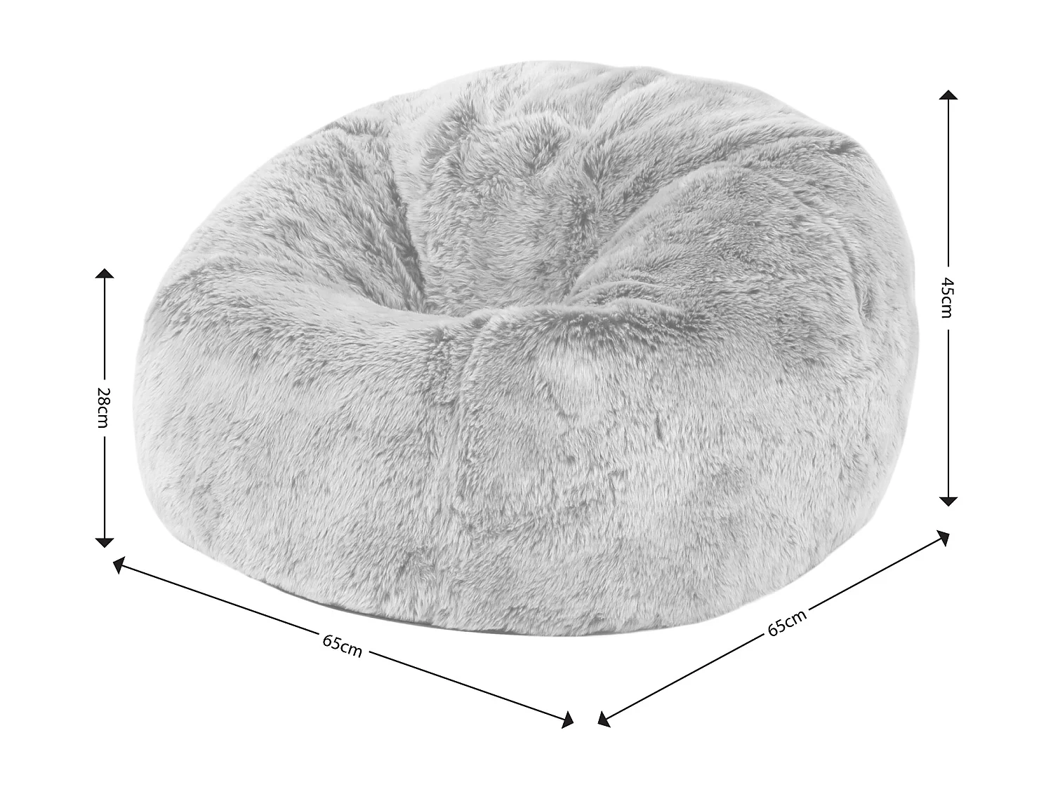 Pouf classique imitation fourrure pour enfants gris loup