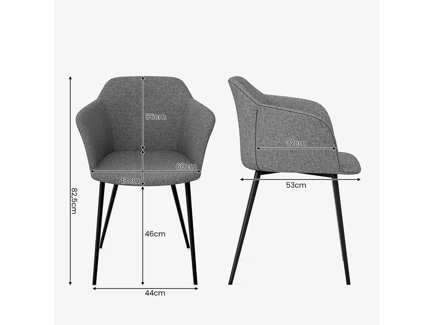 Lot de 2 chaises rembourrées pour salle à manger Chaise de cuisine