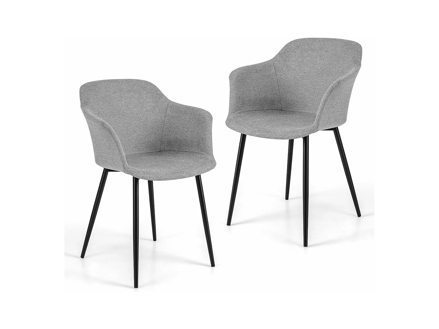 Esszimmerstühle 2er set, Küchenstühle mit ergonomischer Rückenlehne & breiter Armlehne, Polsterstuhl für Wohnzimmer, Esszimmer, Küche (Hellgrau) VH33241