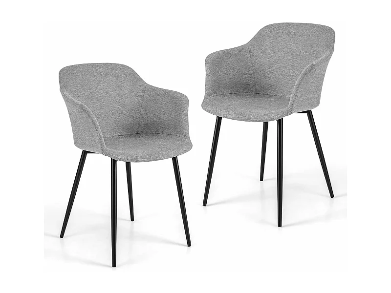 Esszimmerstühle 2er set, Küchenstühle mit ergonomischer Rückenlehne & breiter Armlehne, Polsterstuhl für Wohnzimmer, Esszimmer, Küche (Hellgrau) VH33241