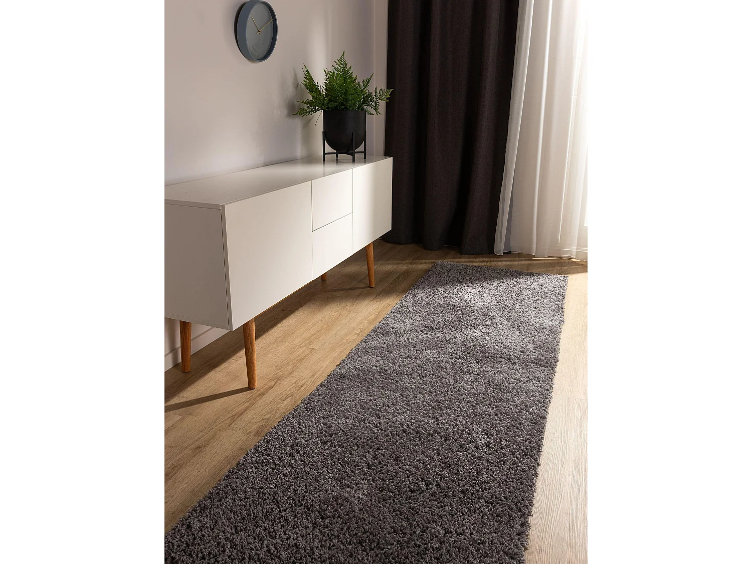 Tapis à poils longs Soho Gris 80x250 cm