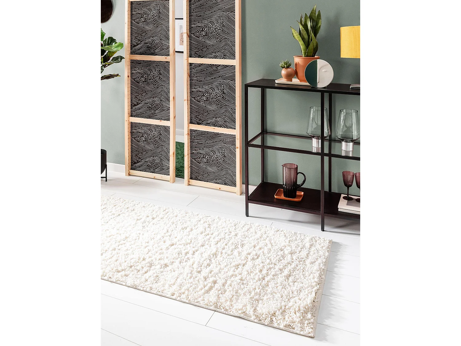 Tapis à poils longs Soho Crème 80x250 cm