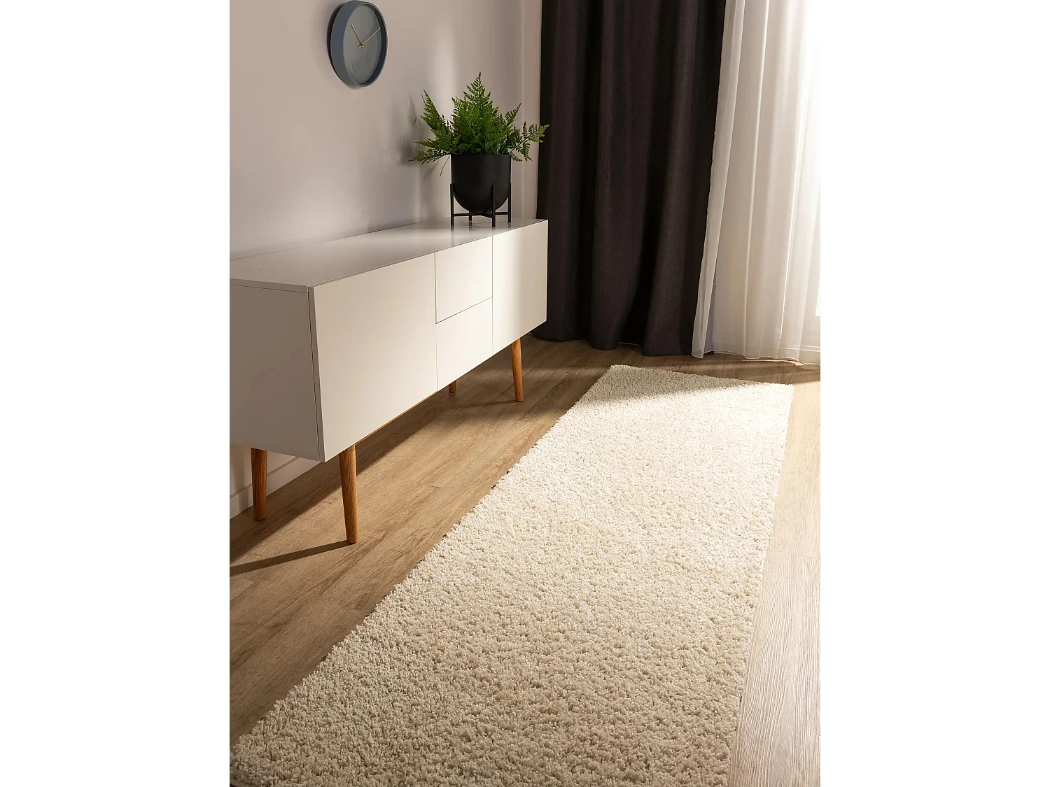 Tapis à poils longs Soho Crème 80x250 cm