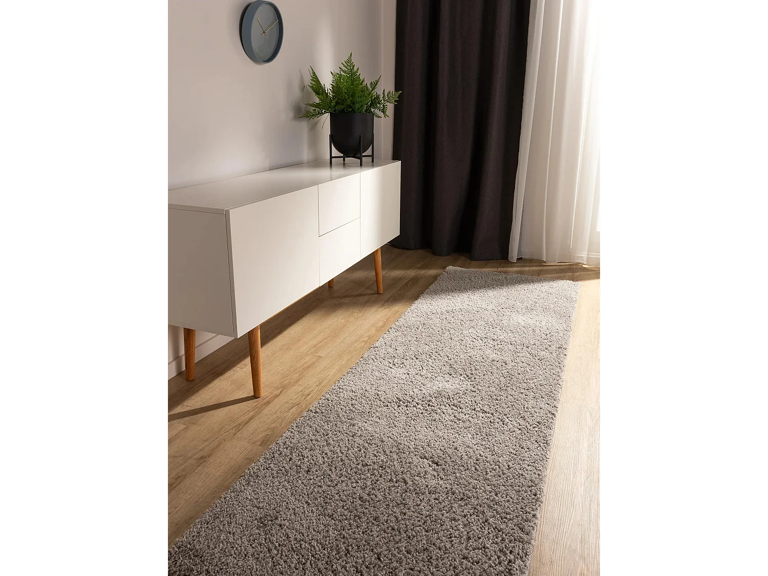Tapis à poils longs Soho Gris clair 80x250 cm