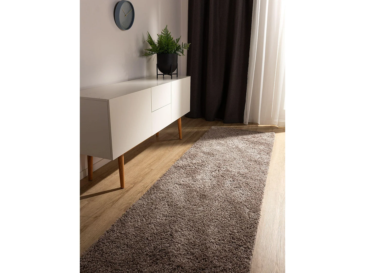 Tapis à poils longs Soho Taupe 80x300 cm