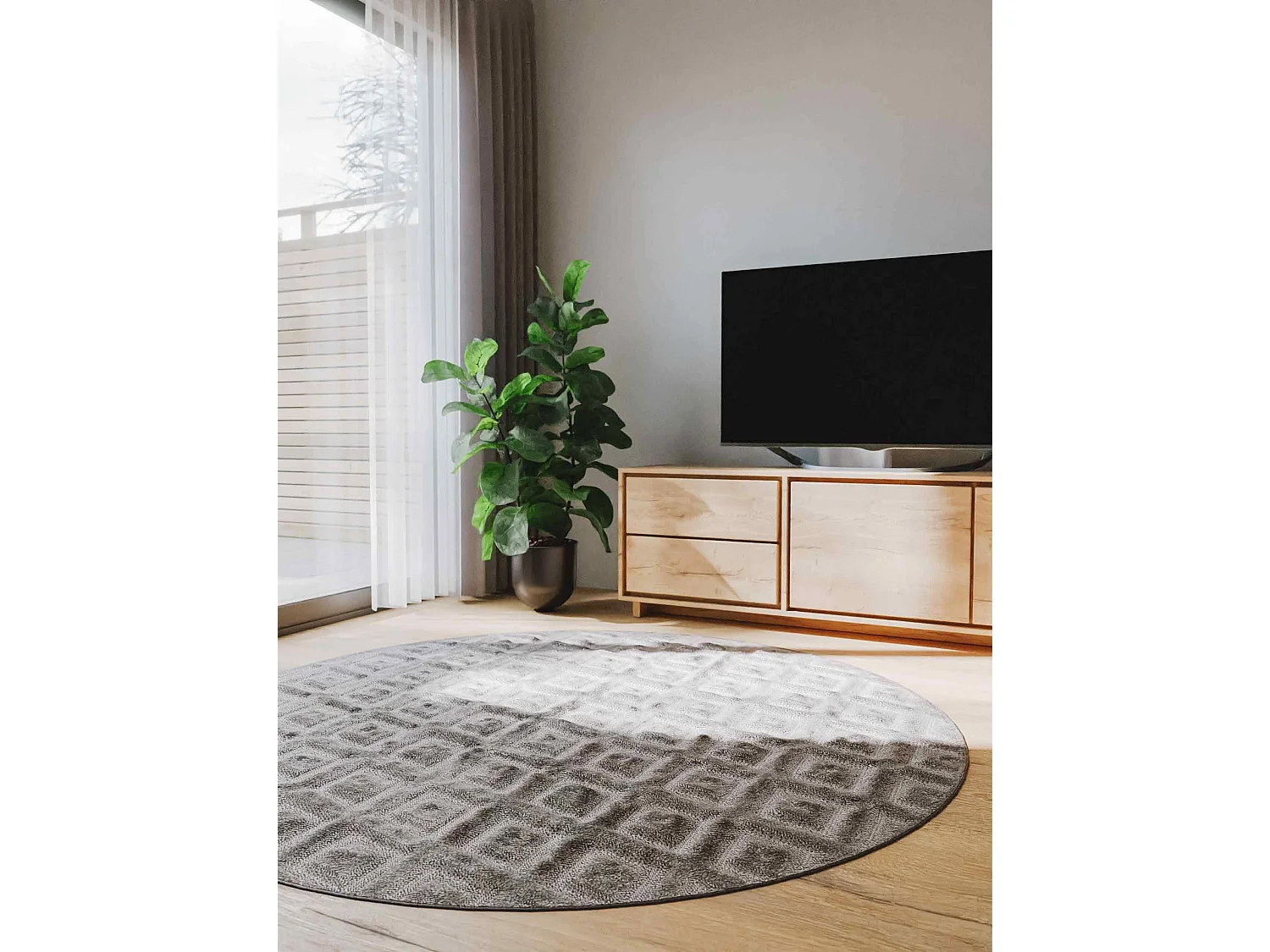Tapis Leo Gris clair ø 160 cm rond