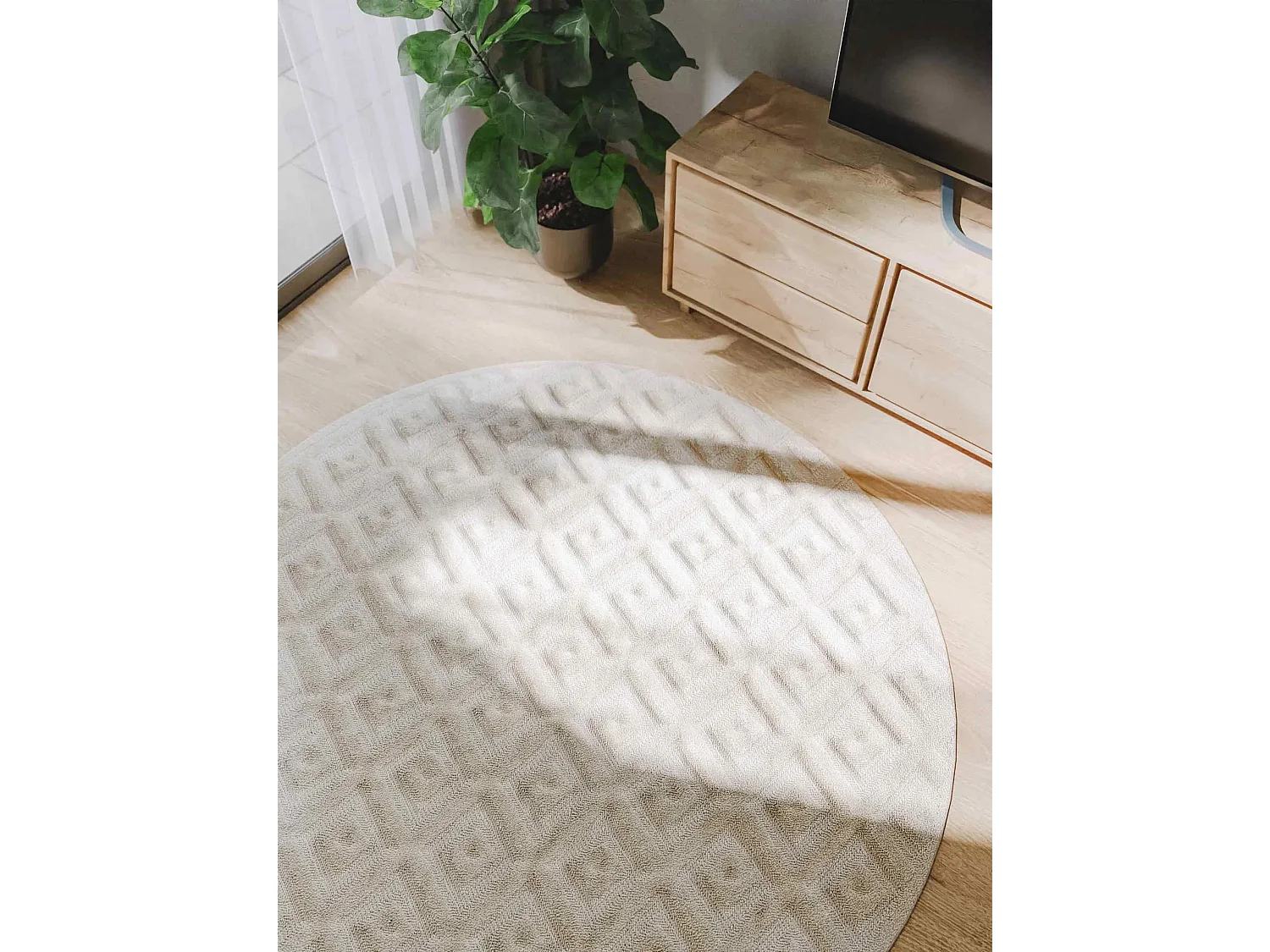 Tapis Leo Crème ø 200 cm rond