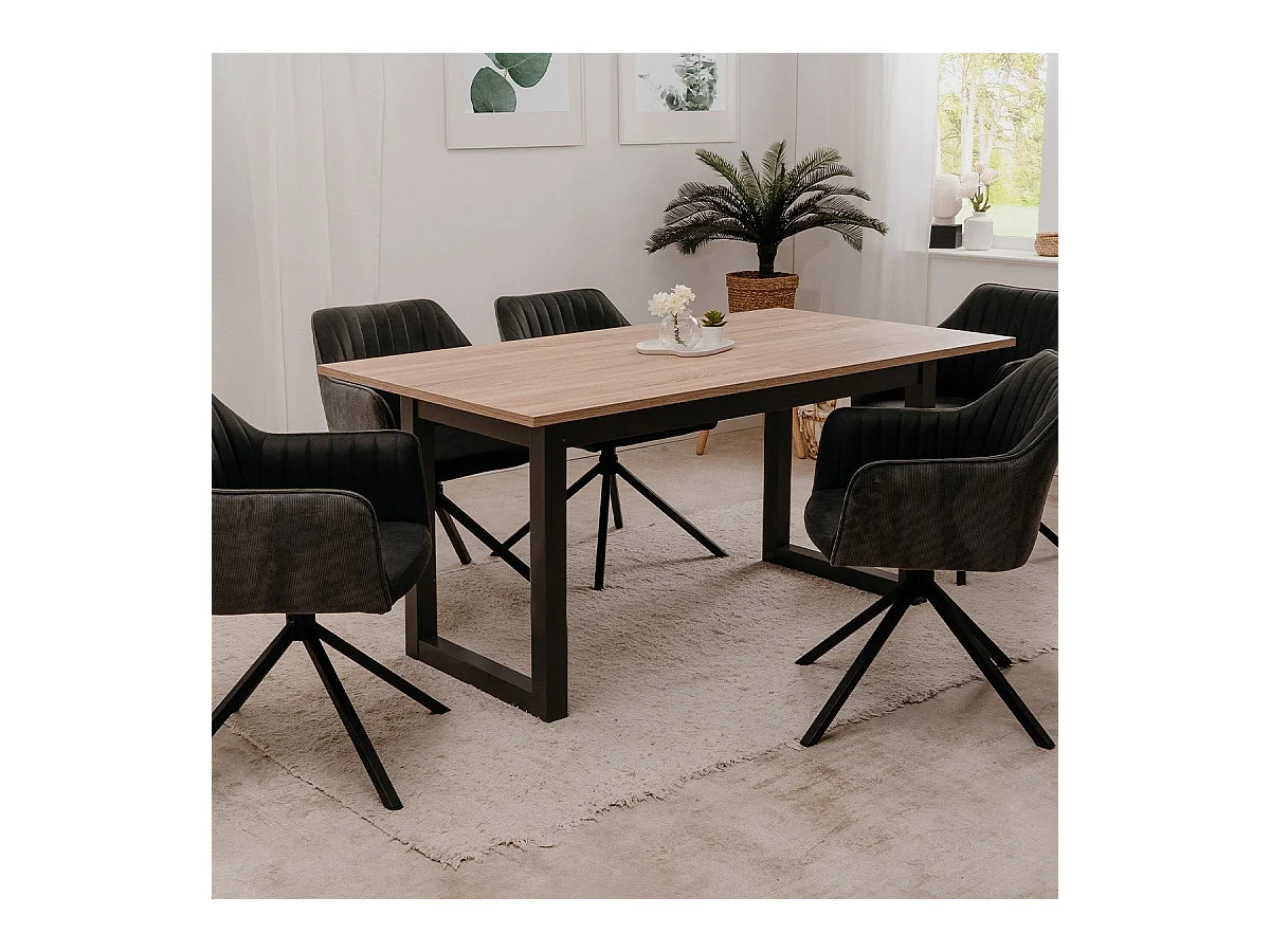 Mesa de comedor extensible DENVER - Roble Sonoma y Antracita - 160-200 cm