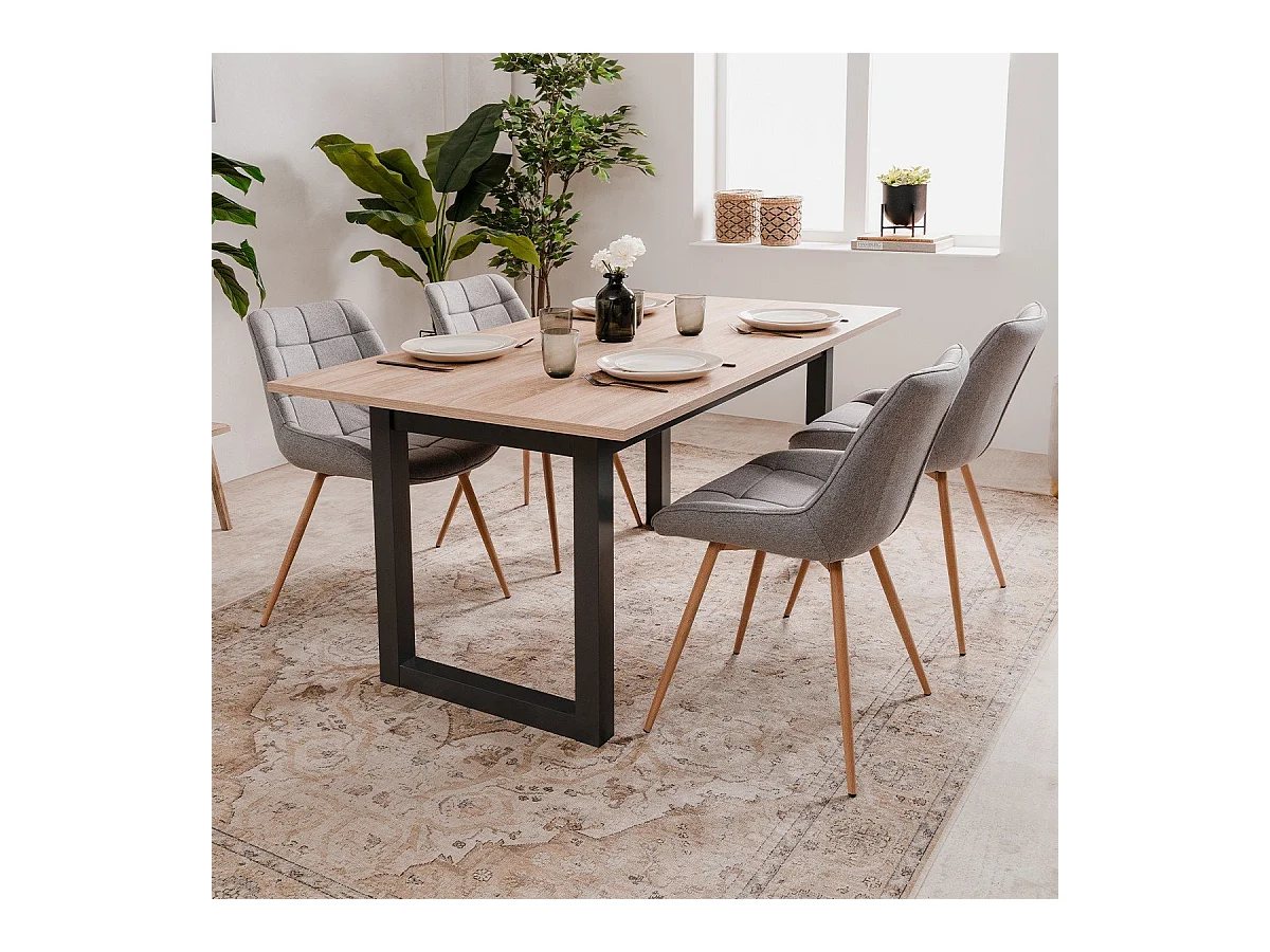 Mesa de comedor extensible DENVER - Roble Sonoma y Antracita - 160-200 cm