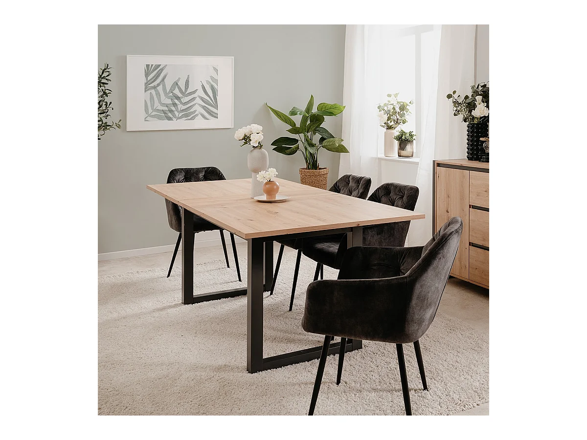 Mesa de comedor extensible DENVER - Roble Sonoma y Antracita - 160-200 cm