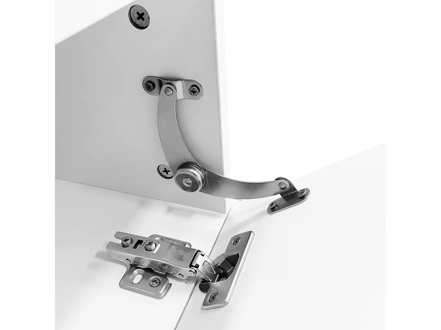 Mobile TV sospeso 160 cm - 1 vano aperto e 2 ante battenti - aspetto lucido - Bianco