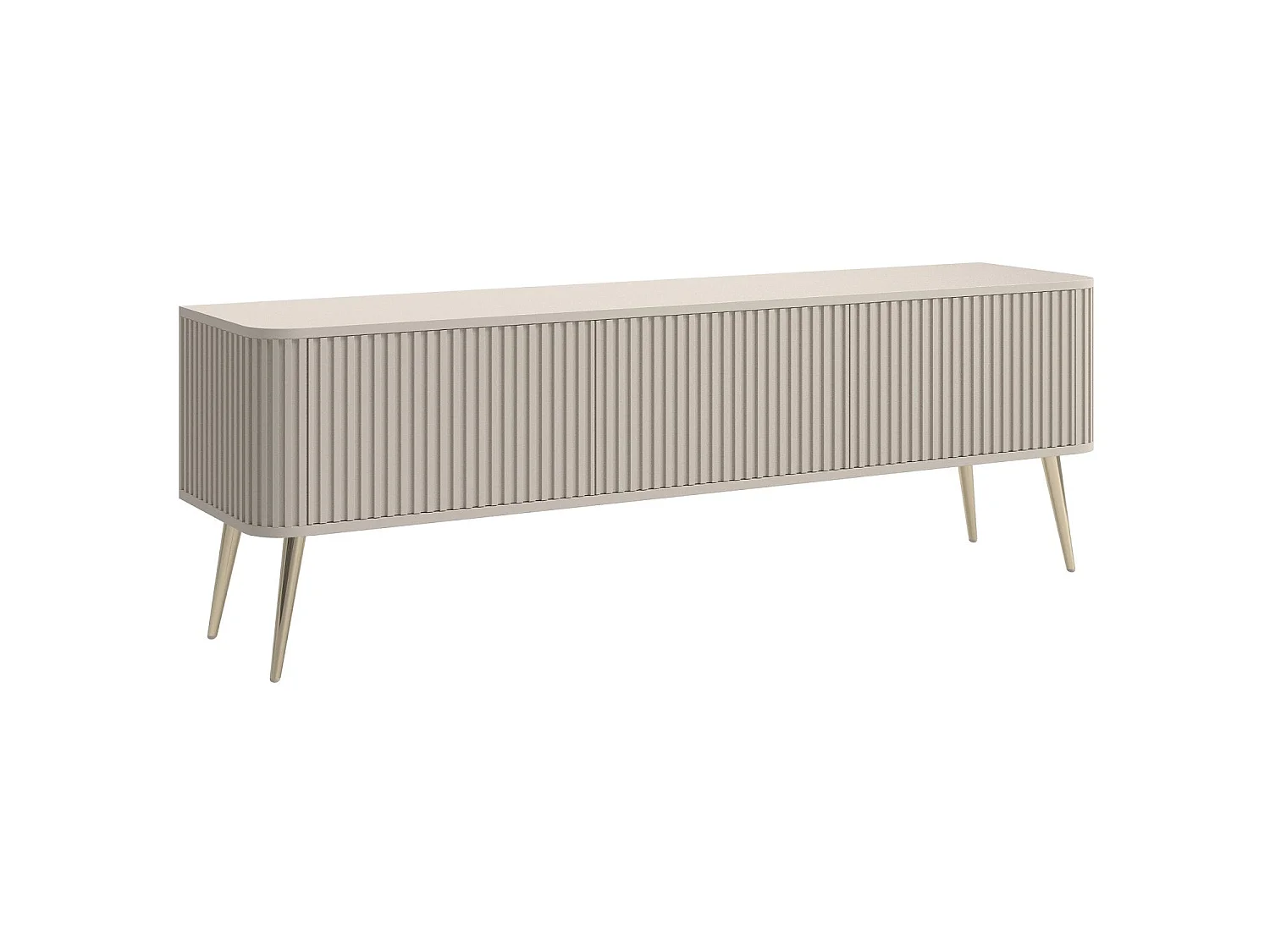 Meuble TV à 3 portes - 163 cm - grėge / doré - OVARLO