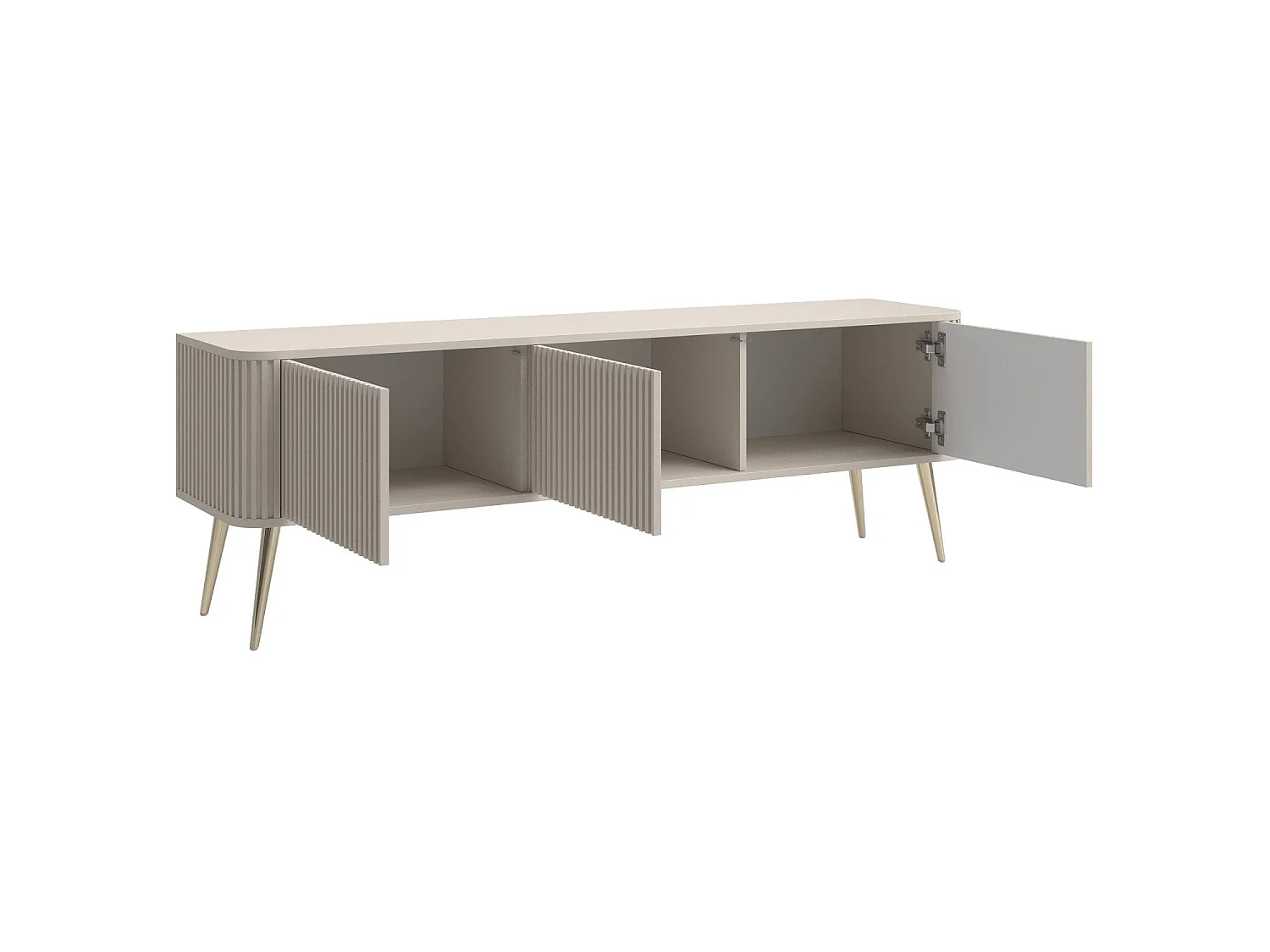 Meuble TV à 3 portes - 163 cm - grėge / doré - OVARLO