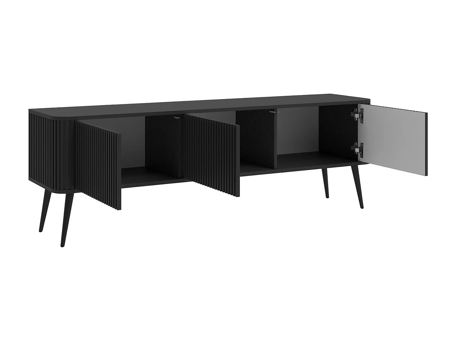 Meuble TV à 3 portes - 163 cm - noir - OVARLO