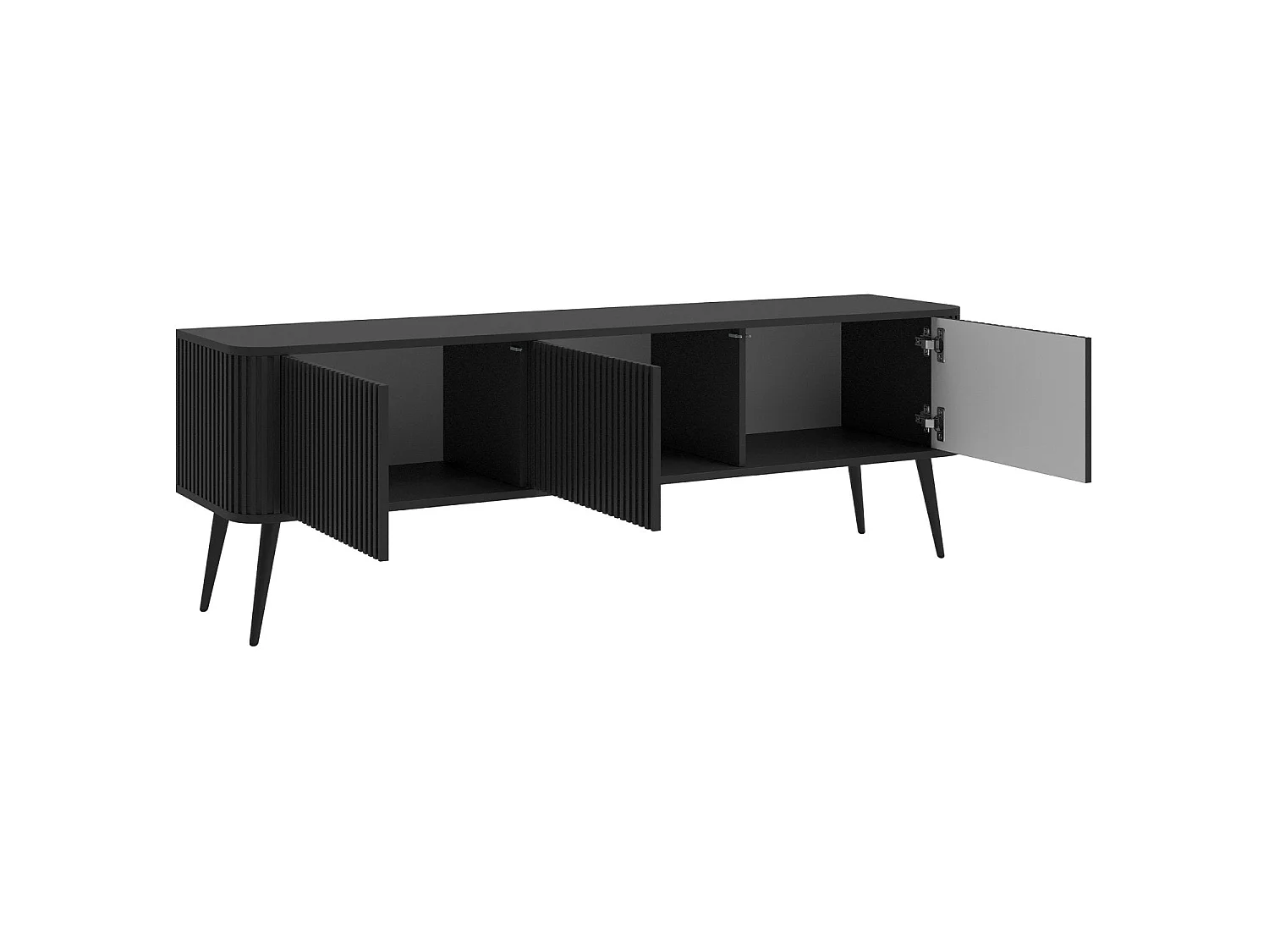 Meuble TV à 3 portes - 163 cm - noir - OVARLO