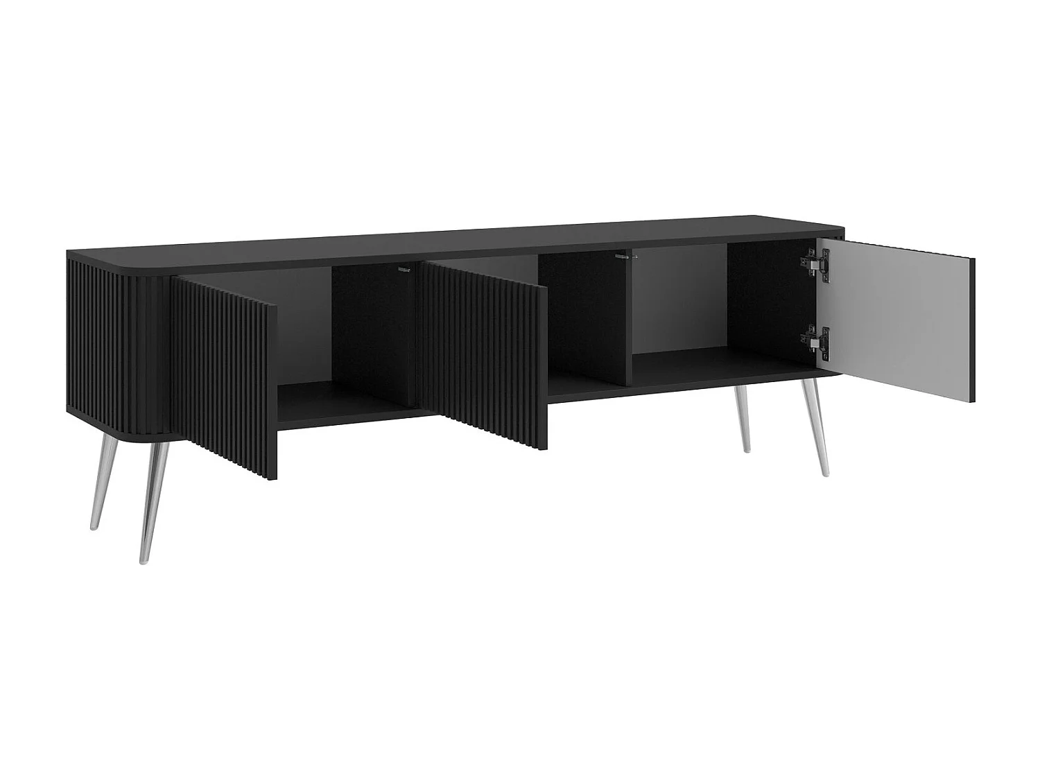 Meuble TV à 3 portes - 163 cm - noir / argent - OVARLO