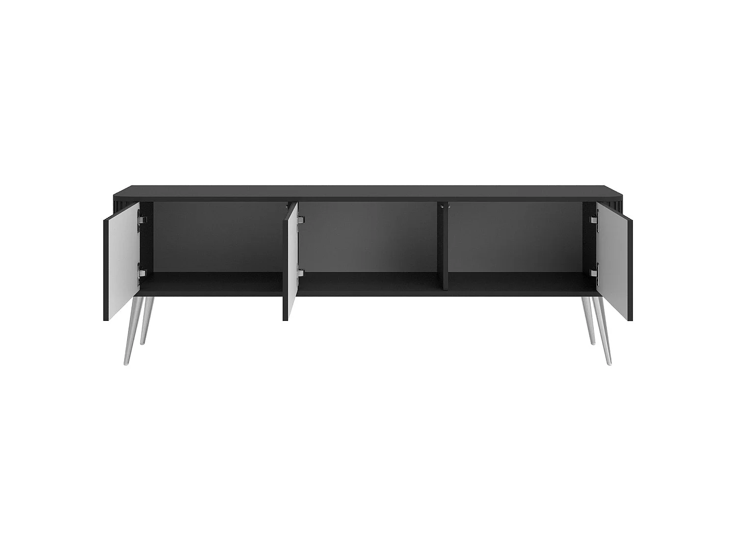 Meuble TV à 3 portes - 163 cm - noir / argent - OVARLO
