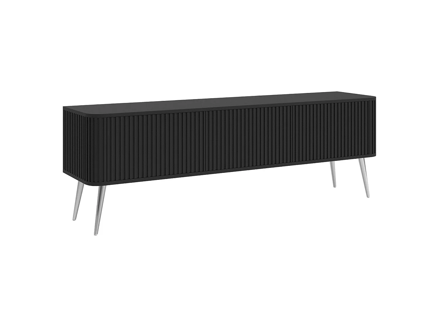 Meuble TV à 3 portes - 163 cm - noir / argent - OVARLO