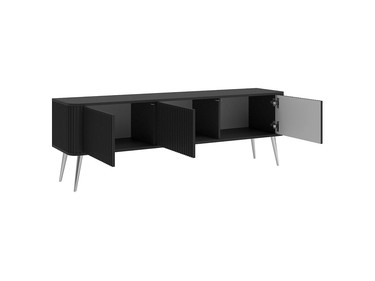Meuble TV à 3 portes - 163 cm - noir / argent - OVARLO