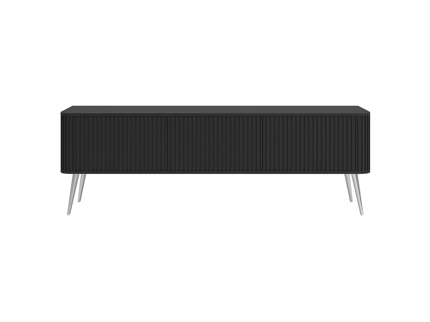 Meuble TV à 3 portes - 163 cm - noir / argent - OVARLO