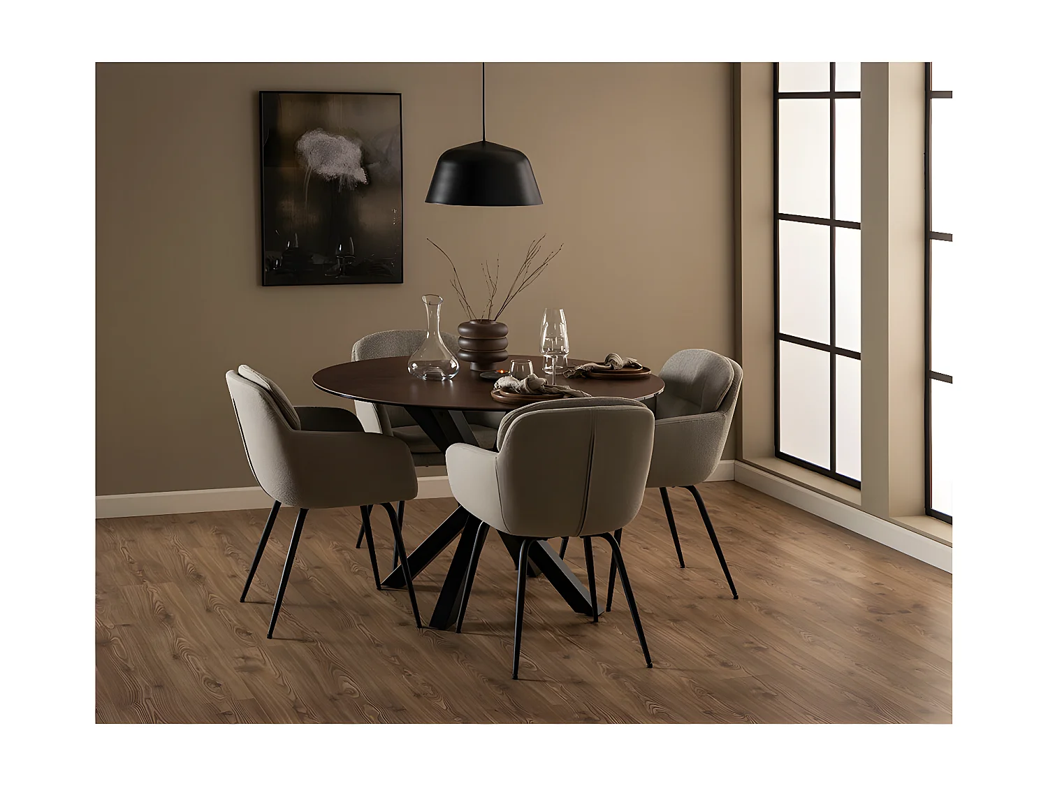 Heaven Esstisch Ø119cm Glas braun.