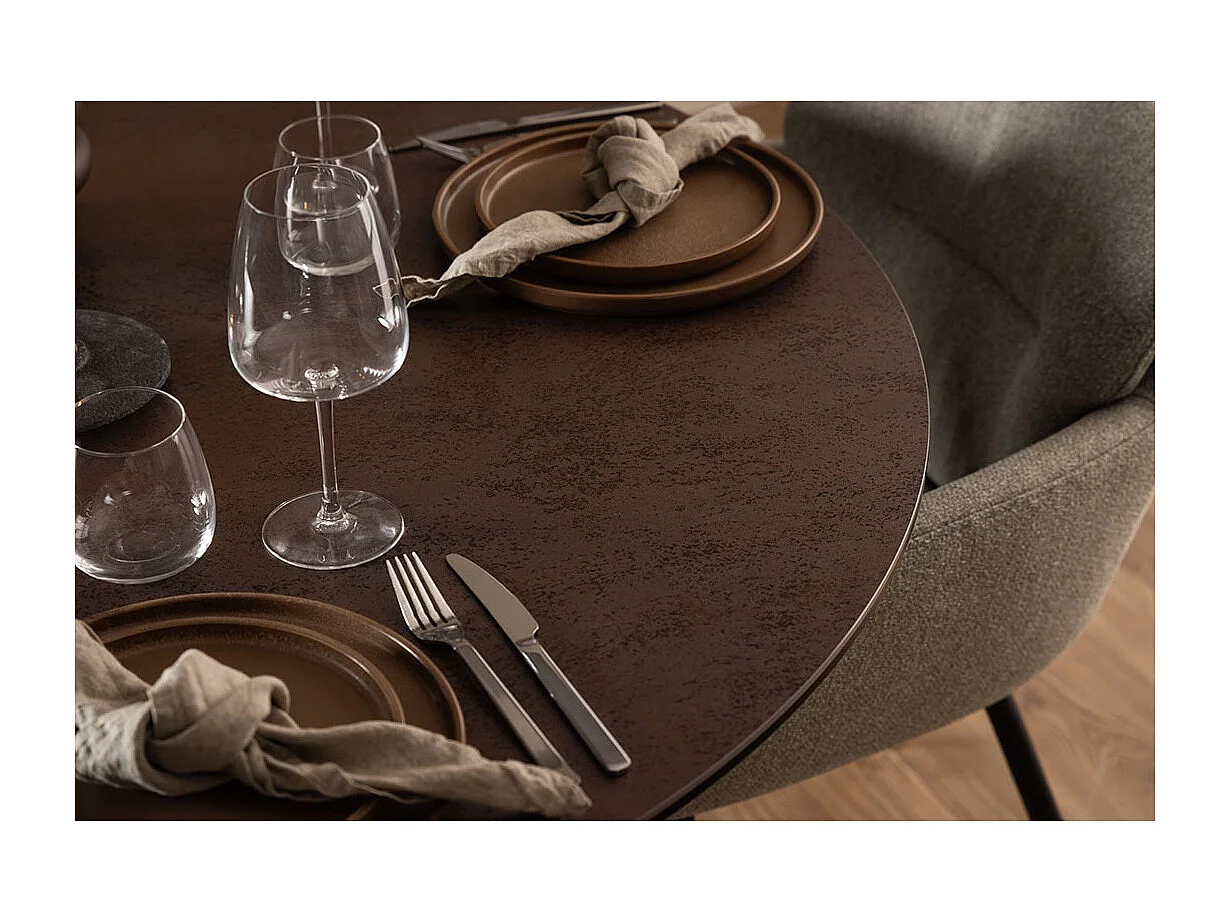 Hailey eetkamertafel Ø119cm glas bruin.