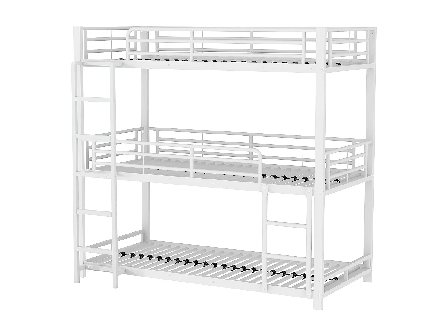 Lit superposé triple - 3x90x200cm - cadre en fer - Blanc