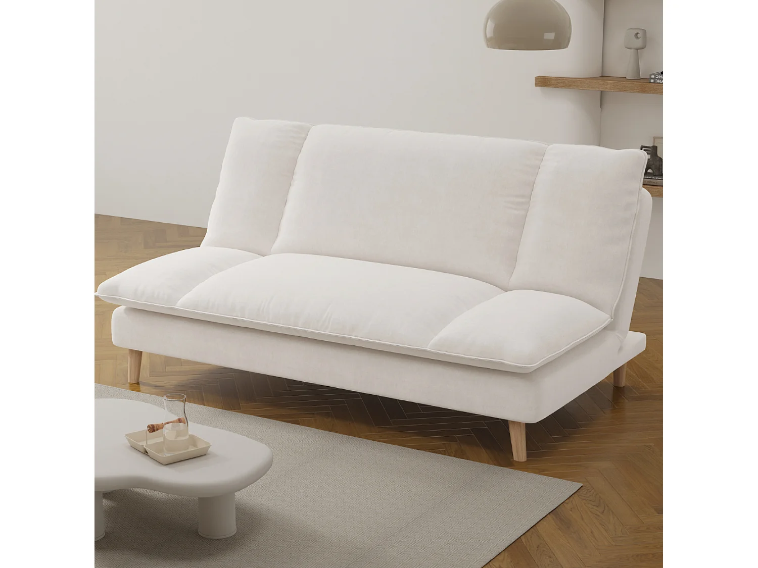 Canapé convertible 3 places en tissu beige VASCO