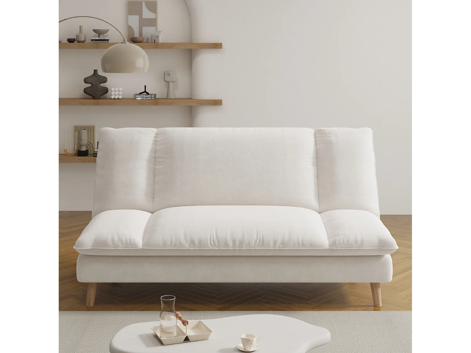 Canapé convertible 3 places en tissu beige VASCO