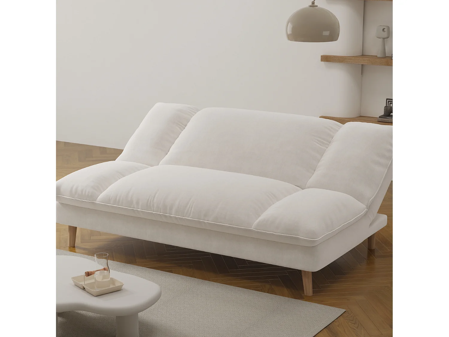 Canapé convertible 3 places en tissu beige VASCO