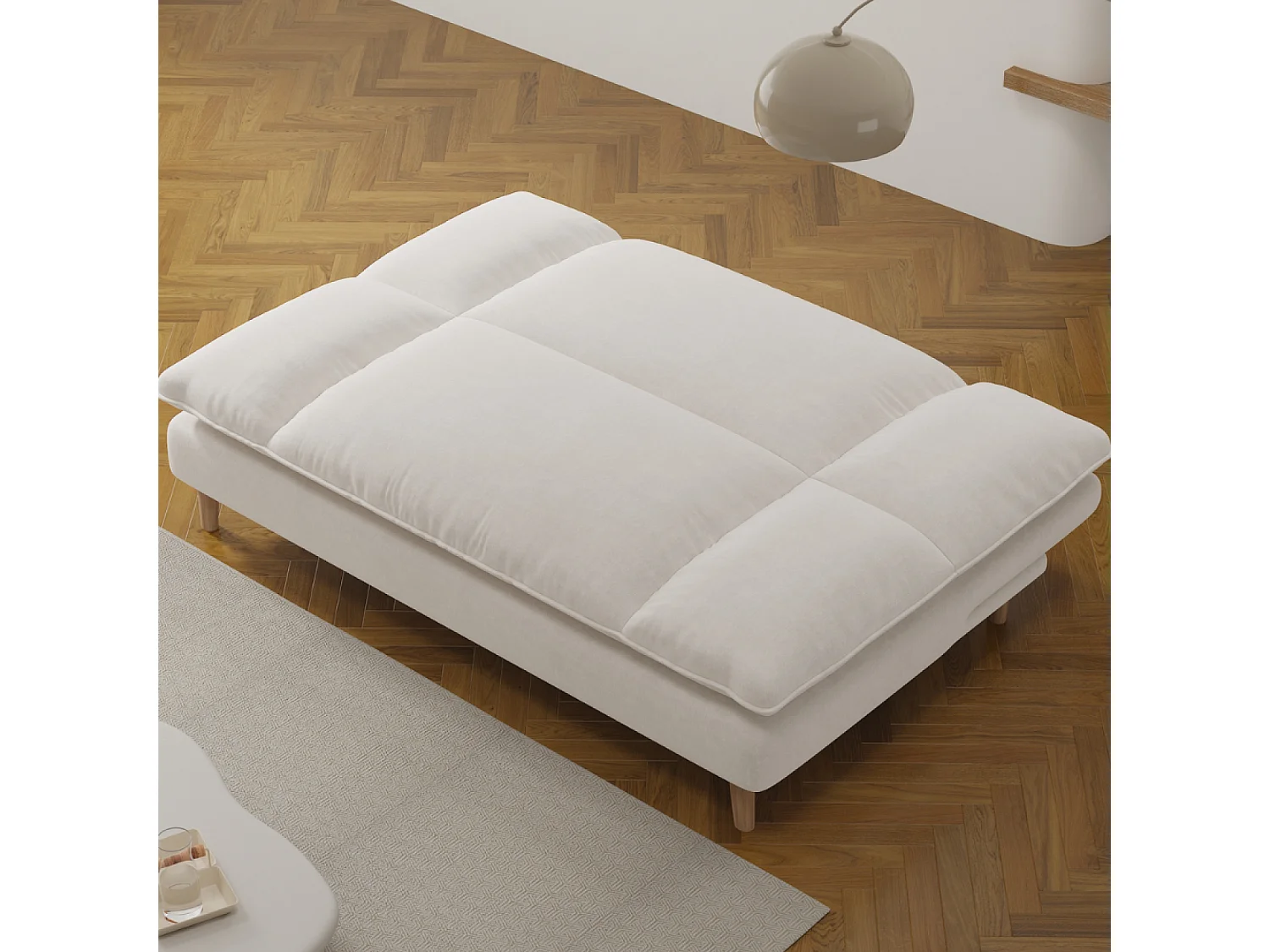 Canapé convertible 3 places en tissu beige VASCO