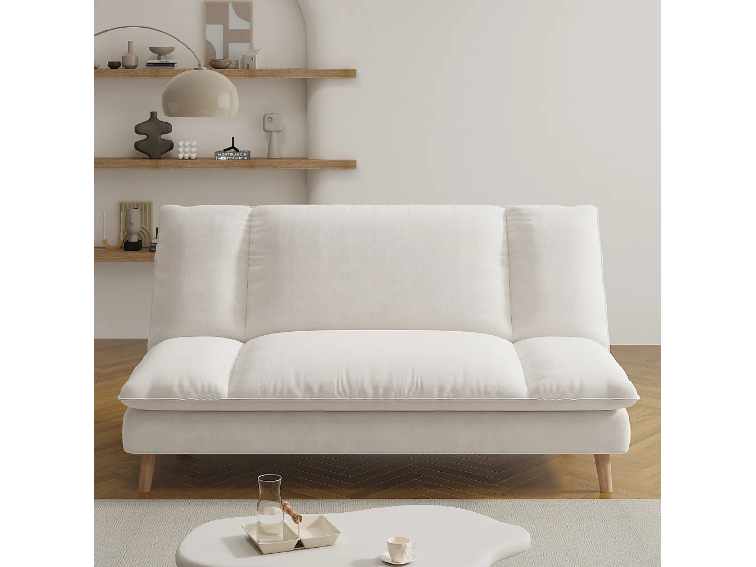 Canapé convertible 3 places en tissu beige VASCO