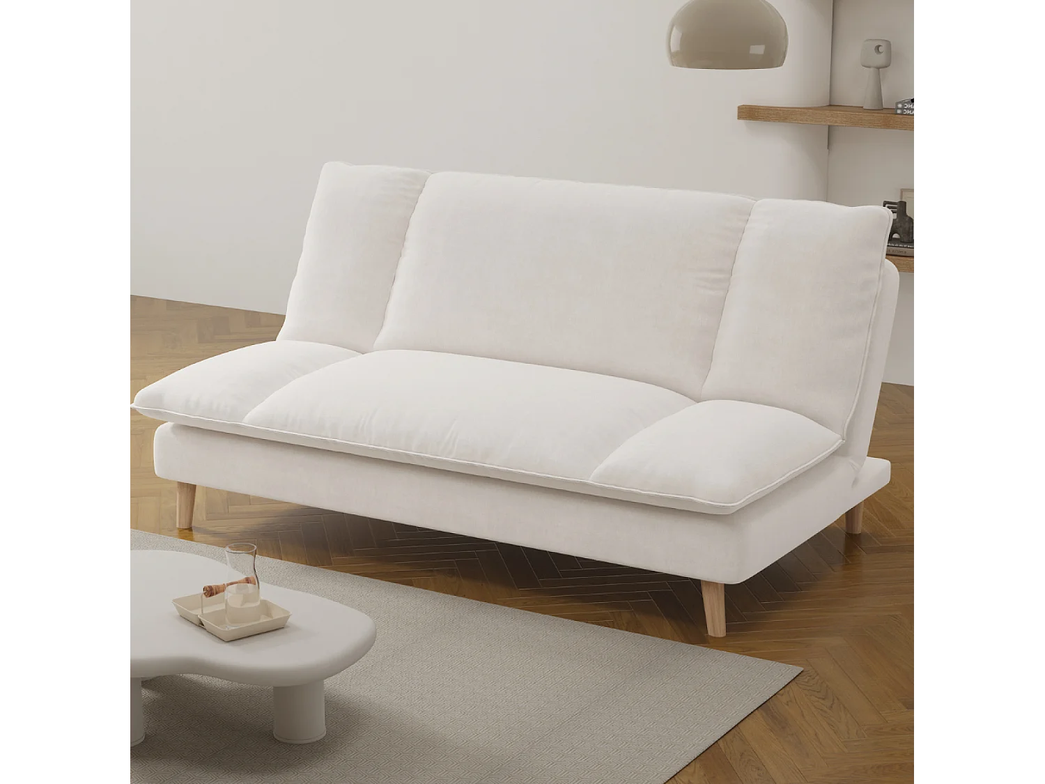 Canapé convertible 3 places en tissu beige VASCO