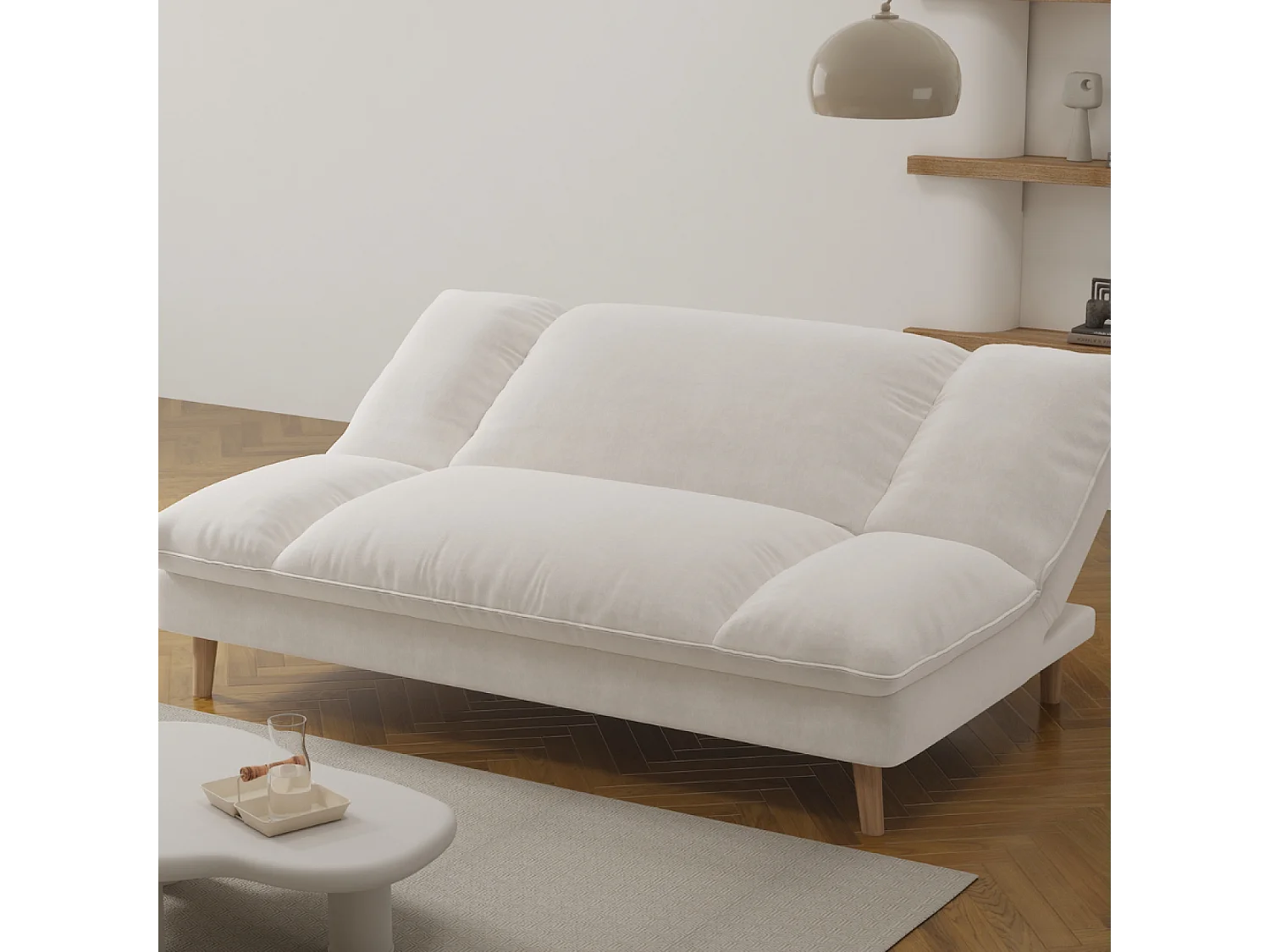 Canapé convertible 3 places en tissu beige VASCO