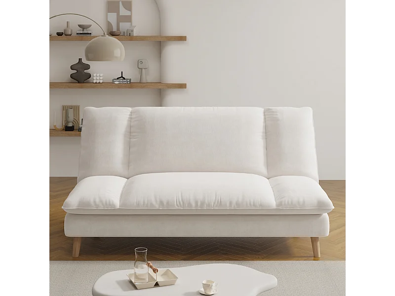 Divano trasformabile a 3 posti in tessuto beige VASCO