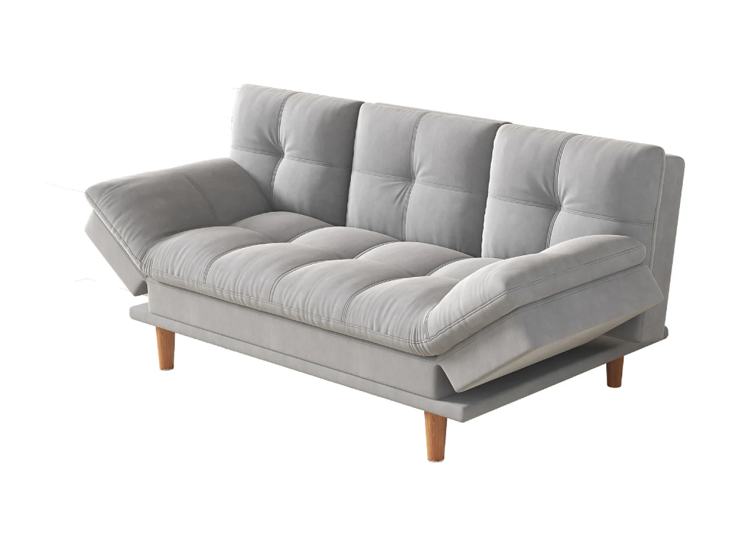 Canapé convertible et modulable 3 places en tissu gris clair KALMAR