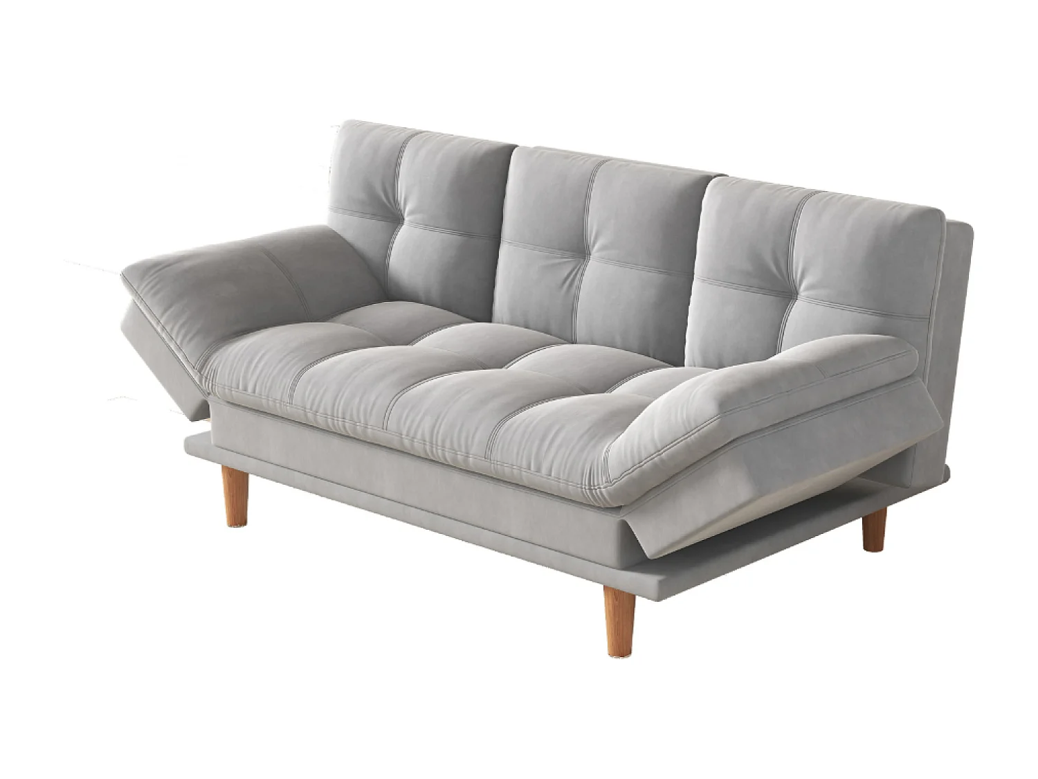 Canapé convertible et modulable 3 places en tissu gris clair KALMAR