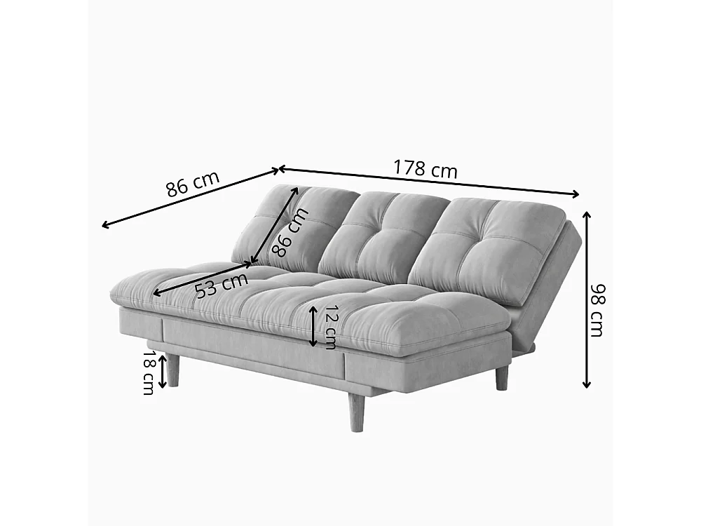 Sofá Cama Modular 3 Lugares Tecido Cinza Claro Kalmar Escandinavo Moderno