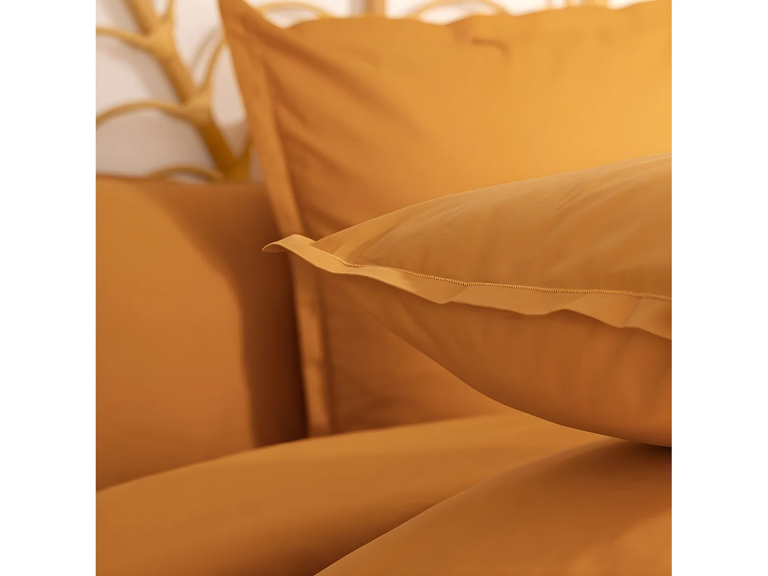 Taie d'oreiller en Coton Jaune cumin 63 x 63 cm